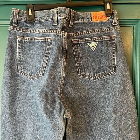 Vintage Guess Jeans Green Label - 90s Y2K High Rise Straight Leg Jeans Sz 32 - Picture 1 of 8